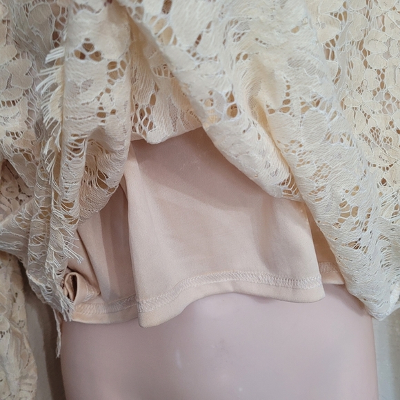 Chiciris Beige Short Sleeve Sexy Sheer Mesh Lace Crop Top Blouse Size Women 2X - Picture 8 of 11